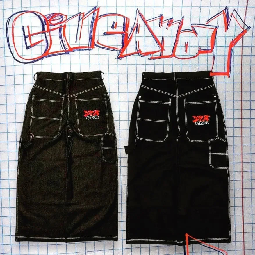 Vintage Letter Embroidery 3pmwear Jeans Hip Hop Luggage Jeans Mens Harajuku Street High Waist Wide Leg Pants 240829