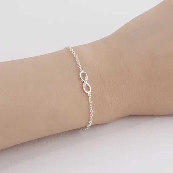 Kinitial Hot Infinity Number 8-Chain Bracelet CZ Infinity Bracelet Mens Friendship Bracelet Bohemian Charm JewelryW240730