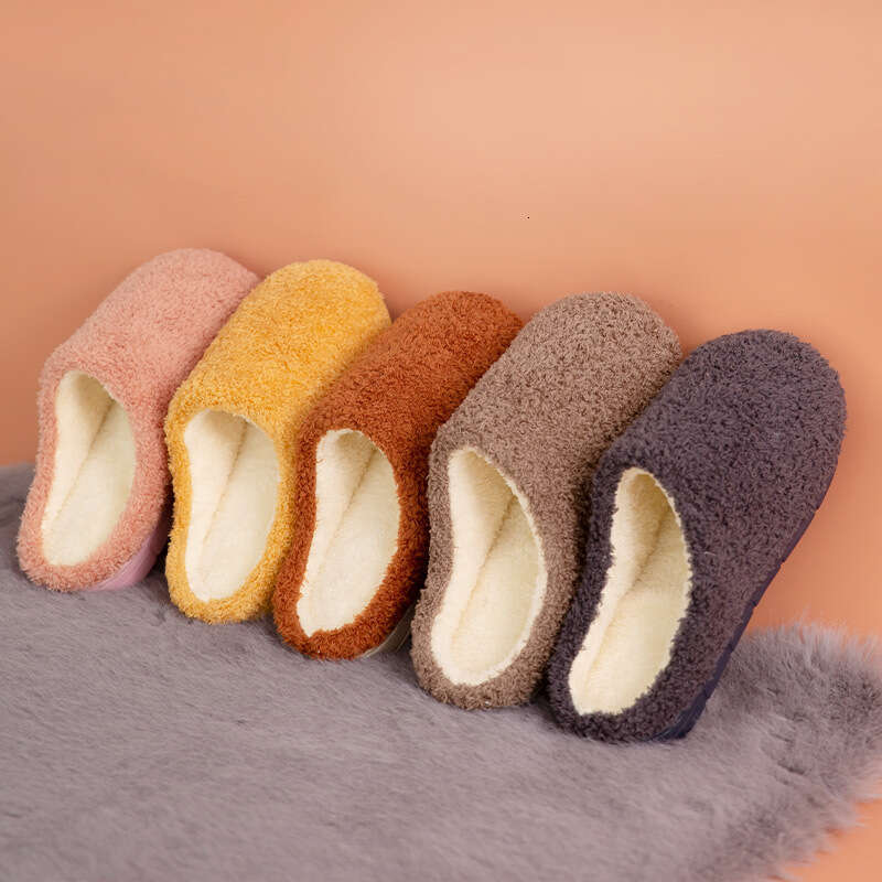 Plush Cotton Designer Sandals: Anti-Slip Furry Slippers for Women's Indoor Comfort a0ce