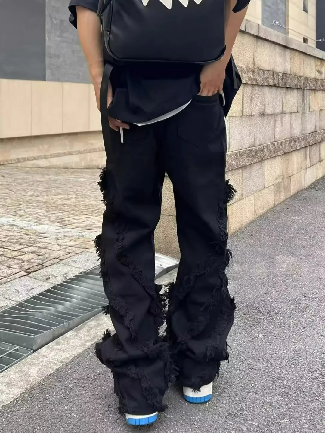 American style Erosion Damage Primitive Edge Street Jeans Harajuku Style Hip Hop Dance Straight White Womens Y2k Clothing 240812