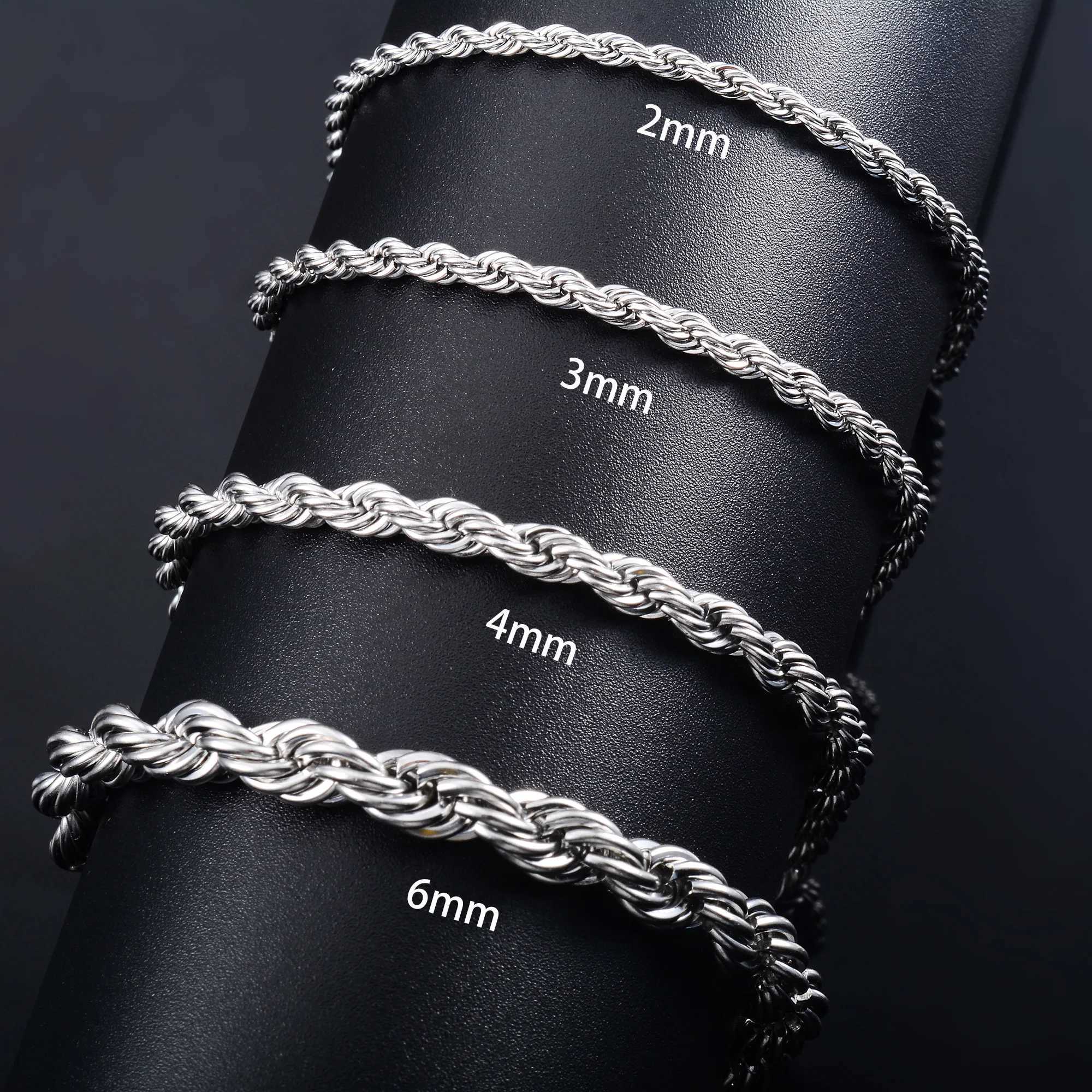 Mens stainless steel rope chain bracelet womens bracelet gold/silver colored ankle bracelet ankle jewelry accessories DIY giftW240730