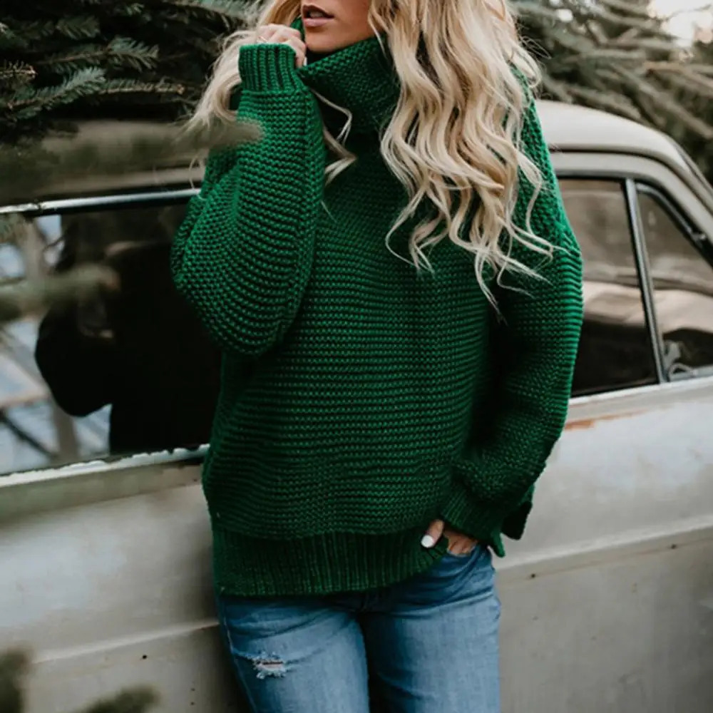 Loose Solid Turtleneck Pullover Sweater Women Winter Thicken Stringy Selvedge Crochet Tops Female Fashion Warm Knitetd Sweaters 240730