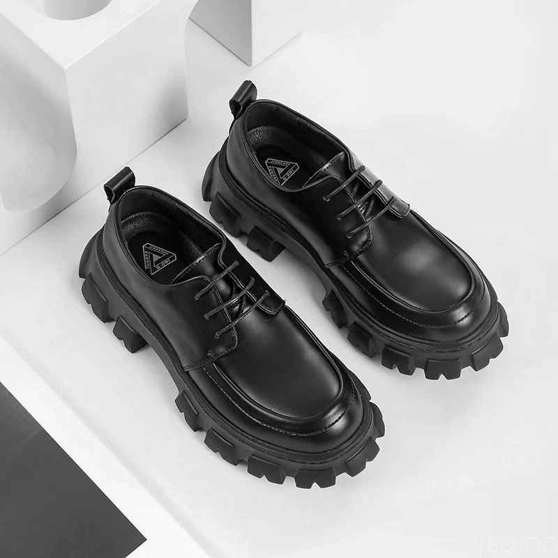 Male Leather Men 2022 New Chunky Platform Retro Work Spring Autumn Derby Shoes Low Top Man Casual Flats dh911125171