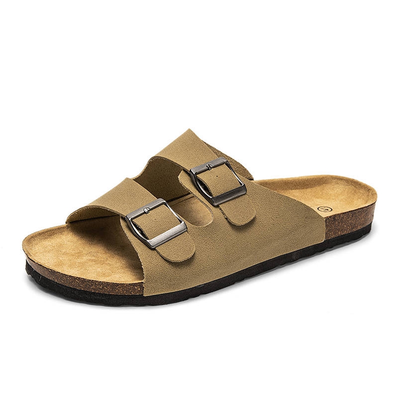Men's Black Leather Sandals Summer Casual Men Beach Sandals Roman Style High Quality Non-slip Flat Slides Fashion Male Shoes