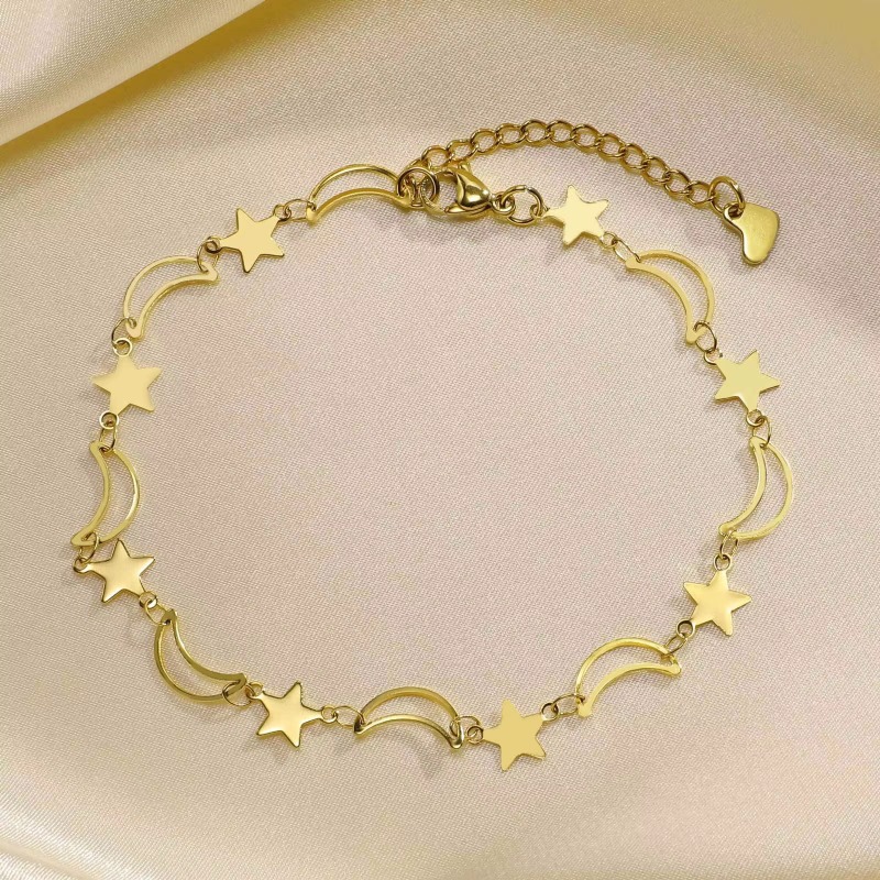 Double Layer Anklet No Fade Waterproof Stainless Steel Jewelry PVD Gold Plated Bead Chain Anklets For Women