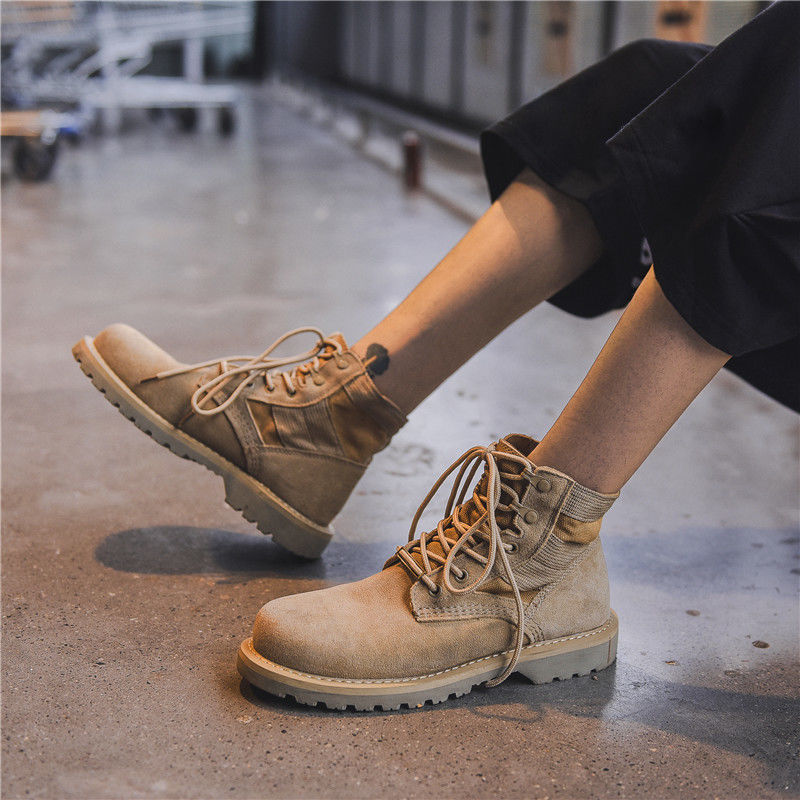 Boots Men's Fashion British Style Winter Short Boots All-match High-Top Shoes Men's Mid-Top Tooling Boots Leather Boots