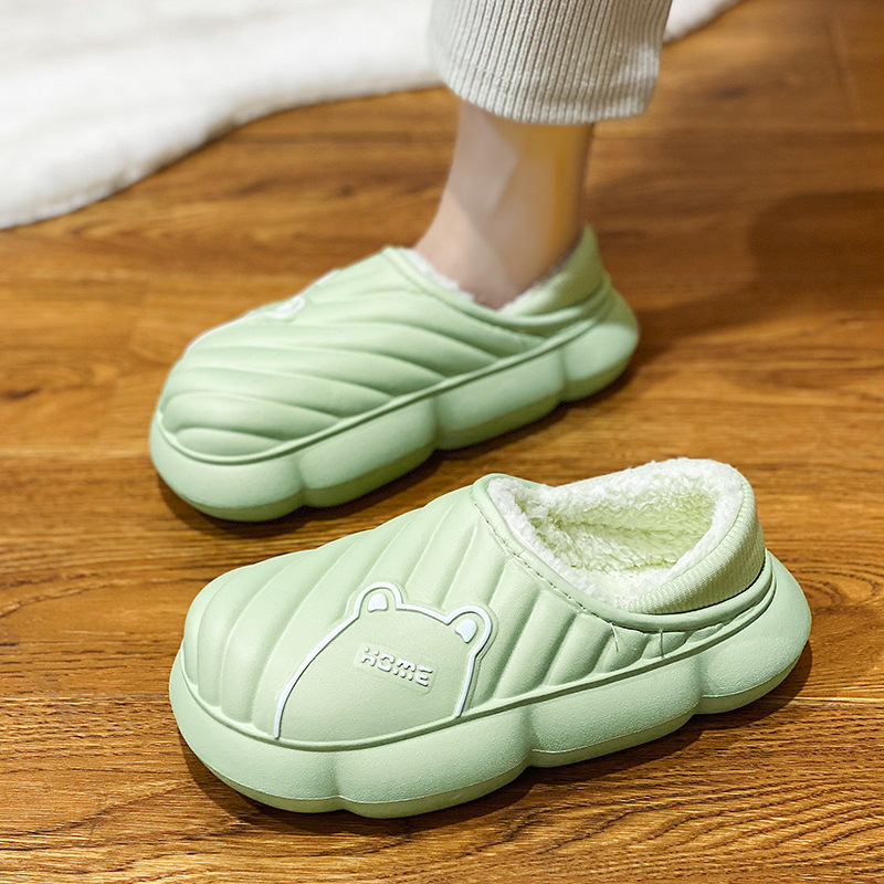 Winter 2024 Plush Men Outdoor Cartoon Waterproof Warm Sneaker Slippers New Women Non-Slip Indoor Home Thick Platform Shoes a09e