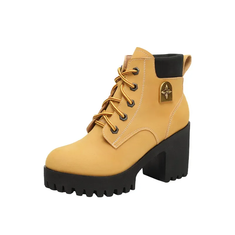 8cm 10cm Small Size 32-43 Thick Bottom Platform Shoes Genuine Leather Boots Winter 2024 Women's Block High Heels ANkle Boots