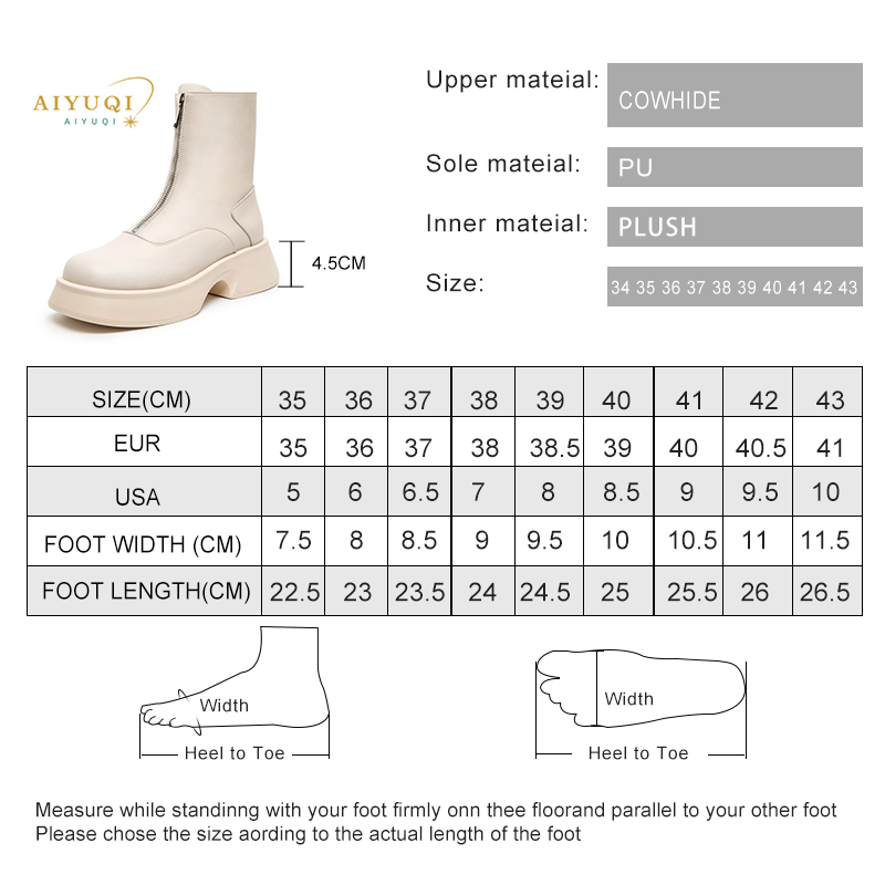 AIYUQI Women's Chelsea Boots Genuine Leather Fashion Fur Winter Boots Women Front Zipper British Style Women's Short Boots
