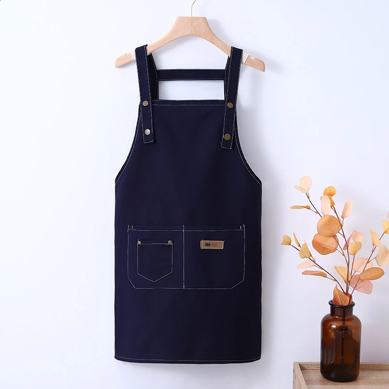 Fashion Canvas Kitchen Aprons For Woman Men Chef Work Apron For Grill Restaurant Bar Shop Cafes Beauty Nails Studios Uniform 240730