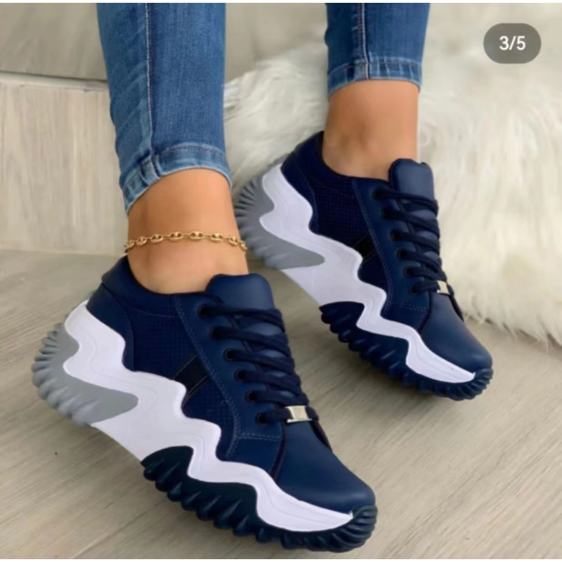 2023Low Top Sports Shoes Women's New Autumn Plus Size Leisure Platform Shoes Lace-up Non-slip Running Shoes Zapatos De Mujer