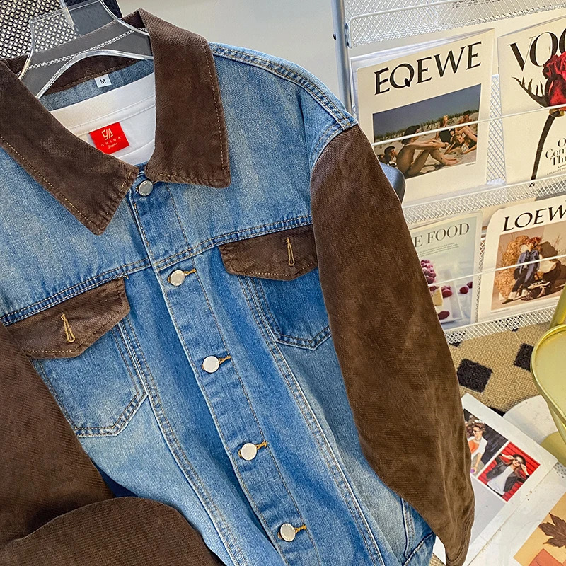 Spring Mens Solid Collar Denim Jacket Fashion Motorcycle Jeans Jacket Slim Fit Cotton Casual Jacket Size A13240813 - view 5