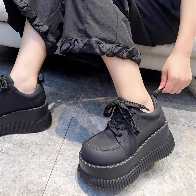 Wedges Platform Leather adb1f Casual for Chunky Sneakers Height Increase Shoes New Women Fashion