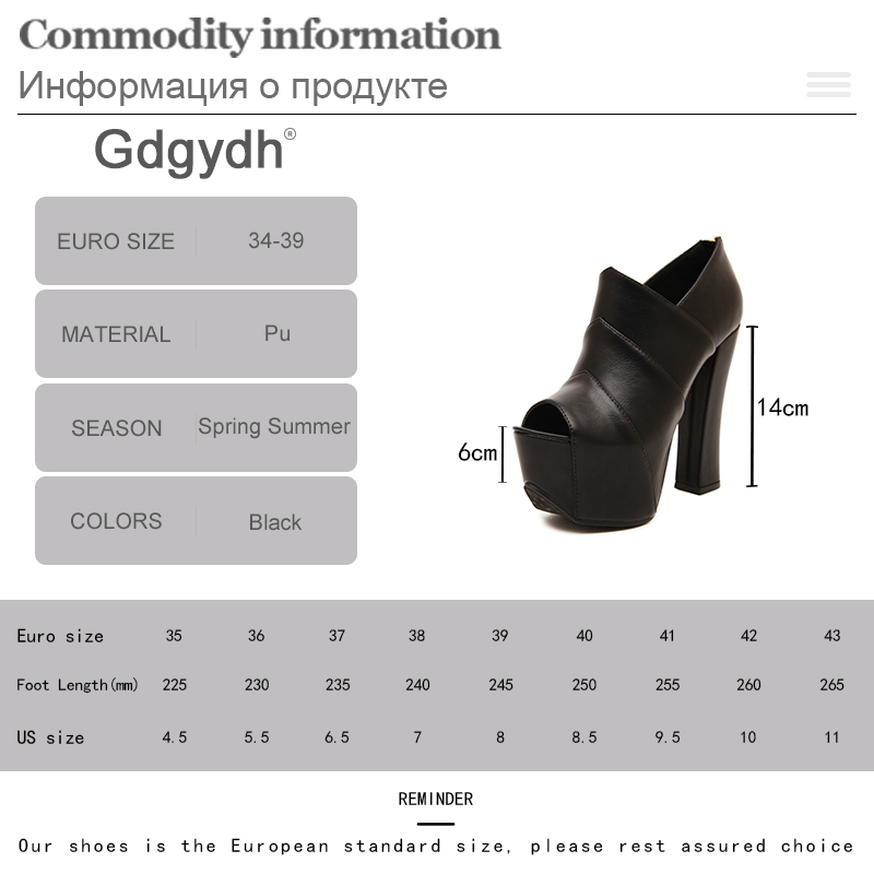 Gdgydh Peep Toe Platform Heels Shoes for Women Thick Soled Waterproof Back Zipper Block Heels Shoes Pumps Nightclub Feitish