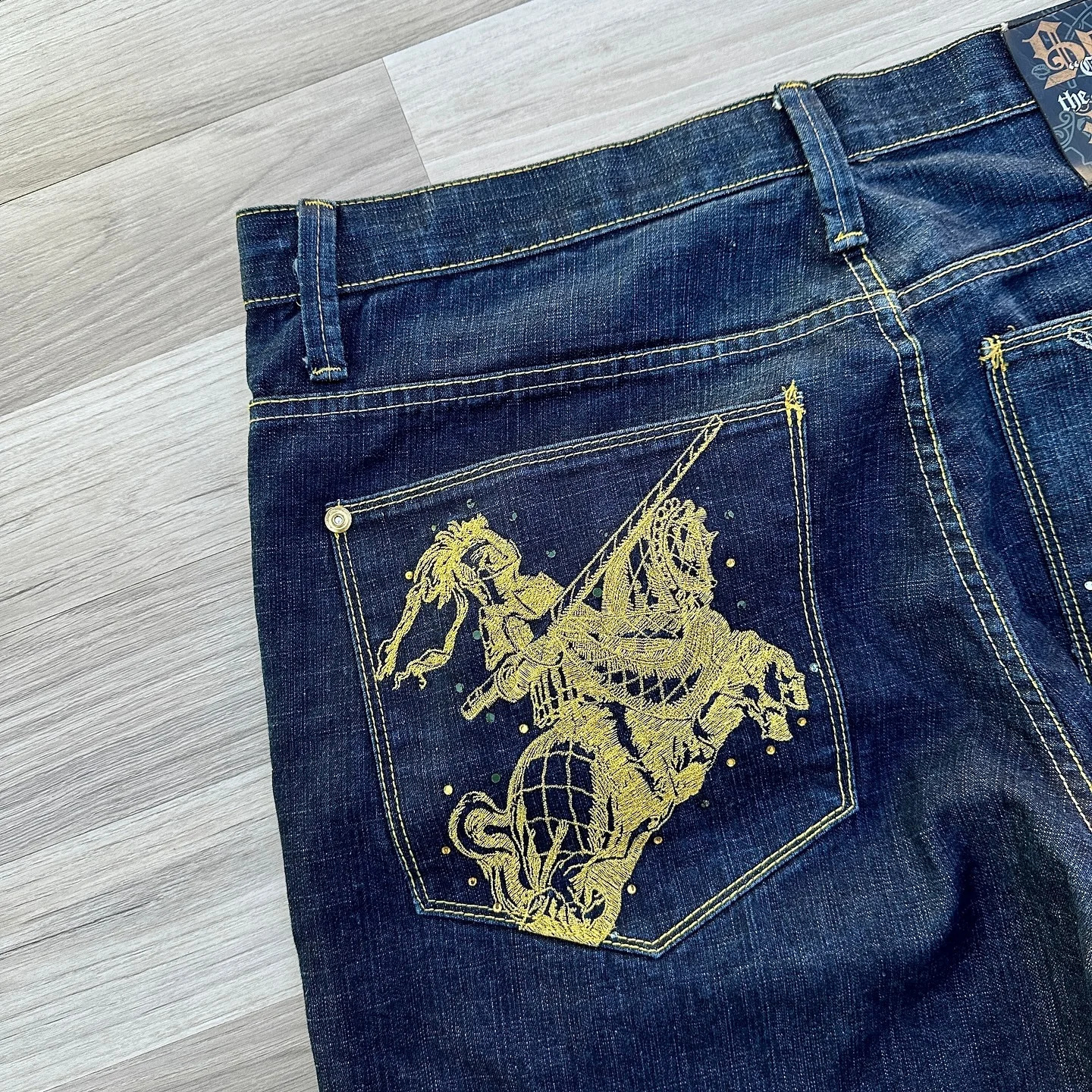 American Fashion Pattern Embroidery Straight Jeans Women Y2K Harajuku Casual Loose Joker Wide-leg Pants Couple Punk Jeans 240806