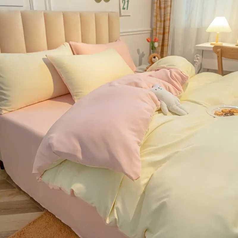 INS Princess Pink Lattice Duvet Cover Set with Sheet Pillowcases No Filling Warm Bed Linen Twin Full Queen Size Home Bedding Set Y240730