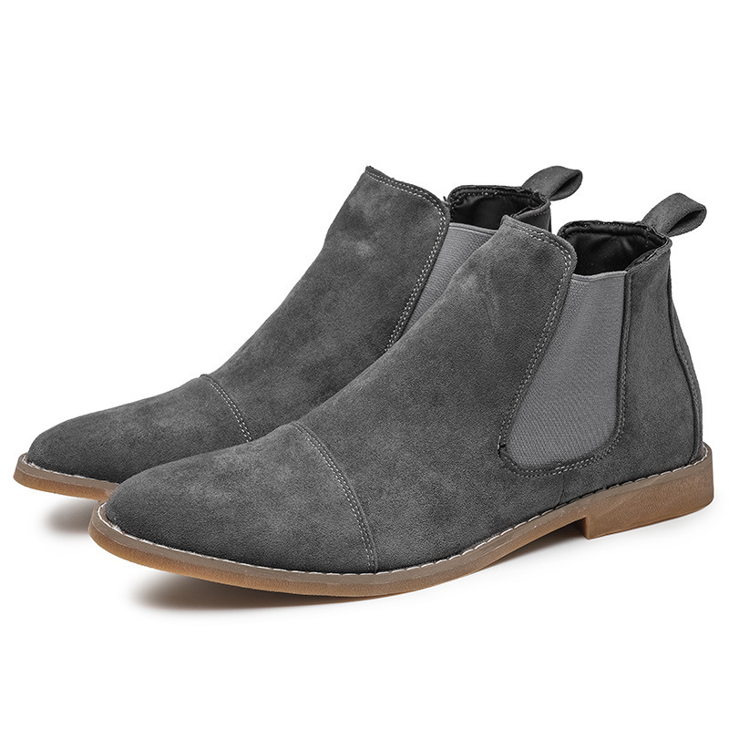 Fashion Yellow Chelsea Boots Men Pointed Comfortable Dress Boots Men Slip On Cheap Men's Suede Shoes Zapatos Hombre Casual224