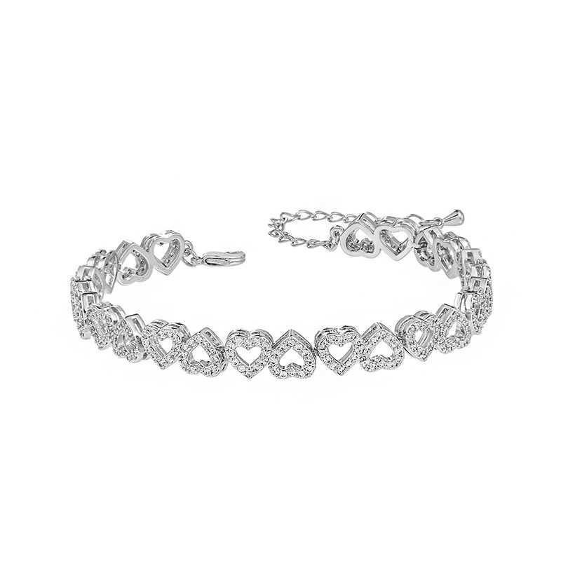 WEIMANJINGDIAN brand gold or silver colored galvanized shiny cubic zirconia heart-shaped bracelet suitable for female girls mothers as a giftW240730
