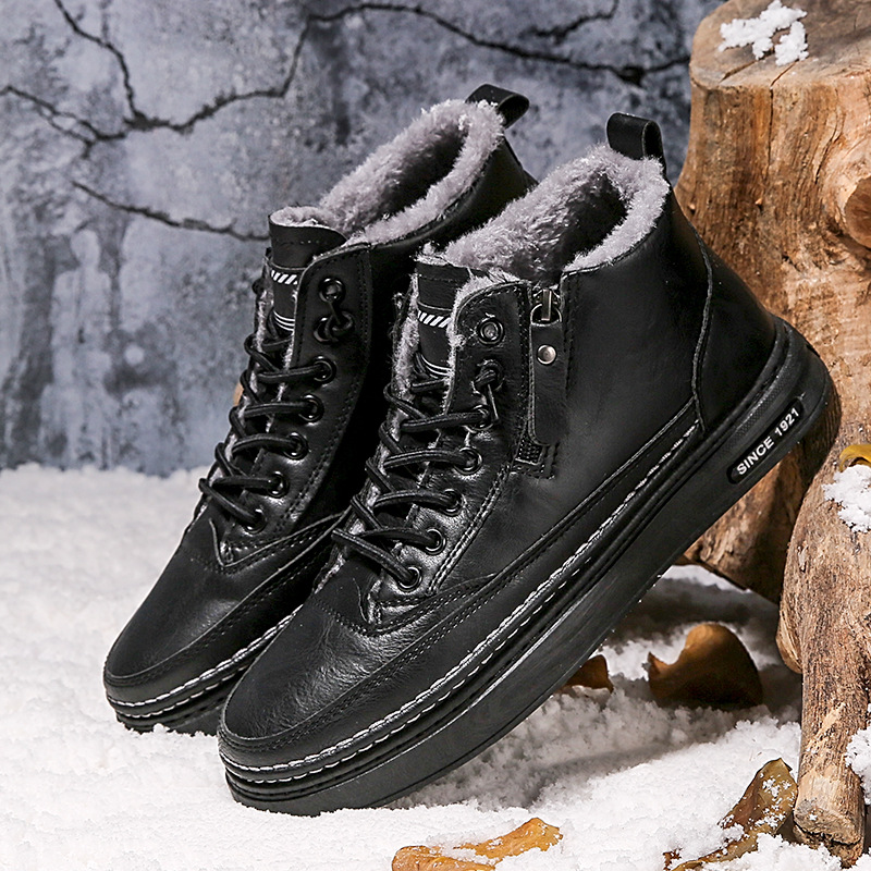 Men Casual Shoes High-top Velvet Warmth Versatile Cotton Boots Versatile Designer Shoes Fashion Triple Black Khaki Free shipping