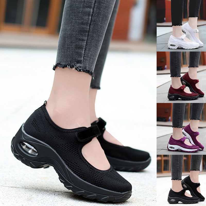 2020 New Cushion Flat Mesh Sneakers Breathable Women Increase Ladies Casual Shoes atos De NEW hot Mujer 35-42
