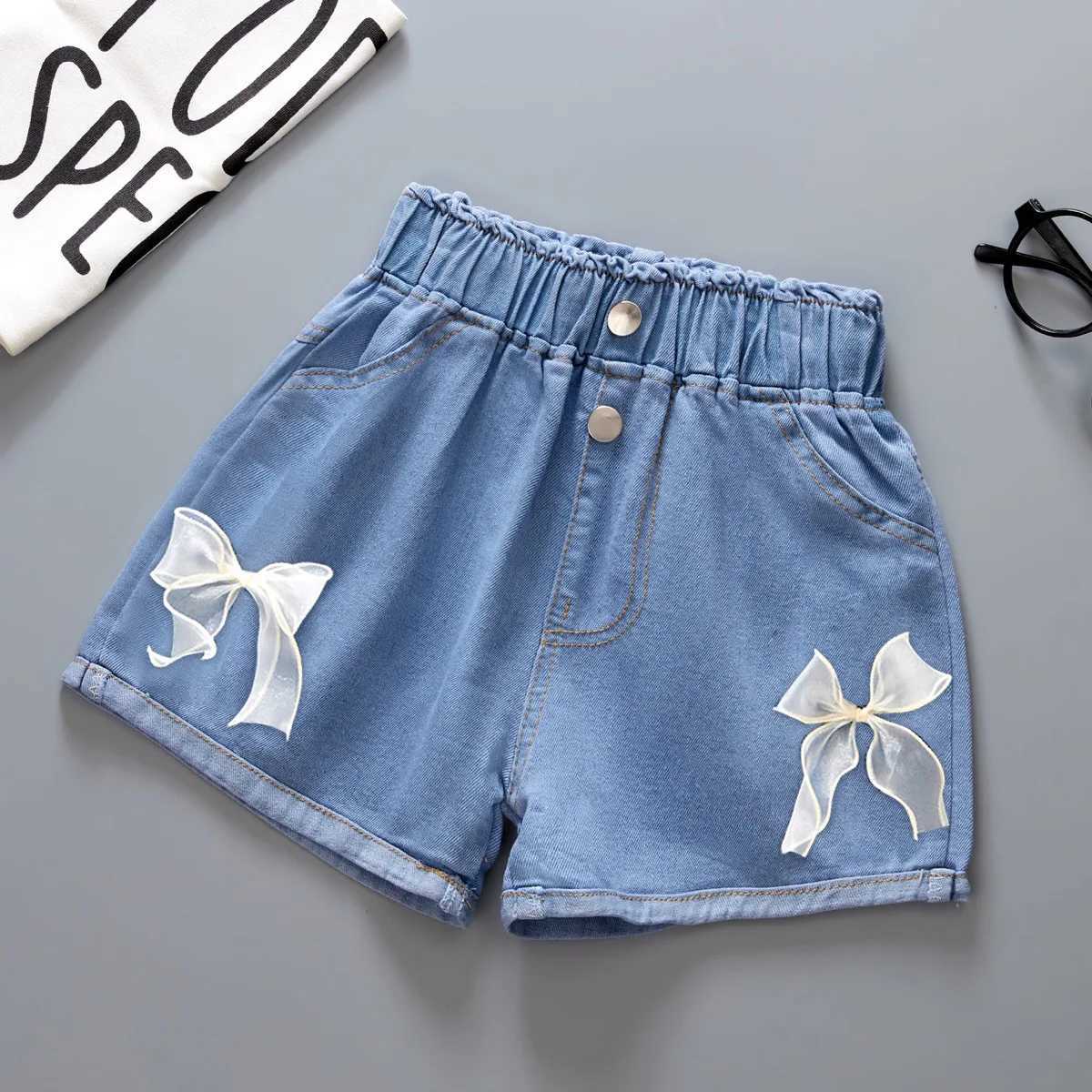 2024 New Summer Girls Cool Cute Denim Clothing Shorts Pants Jeans Clothes Children Girls Casual Short Trousers Infant Bottoms W241227