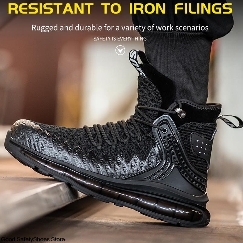 Size50 Plus Air Cushion Work Male Breathable Steel Toe Boots Puncture-Proof Men Safety Shoes Light 0948