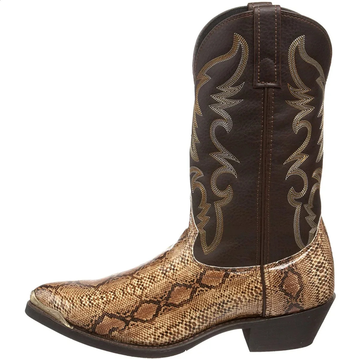 Snake pattern denim boots mens handmade mid calf mens boots retro Pointed top Western style boots Plus size 38-48 unisex shoes Botas 241223