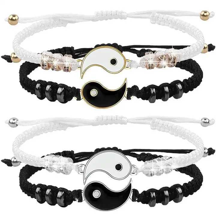 Tai Chi Yin Yang couple bracelet hand woven bait rope adjustable bracelet Bff friendship bracelet jewelry gift W241231