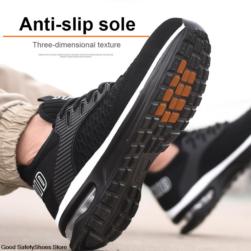 Cushion Air For Men Women Sneakers Breathable Anti-Smash Steel Toe Shoes Lightweight Safety Work Boots c178