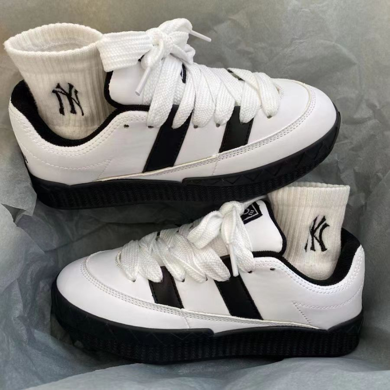 Black Women Designer Woman Vulcanized Sneakers Synthetic Leather Spring Autumn Lace Up Ladies Flats Shoes Man