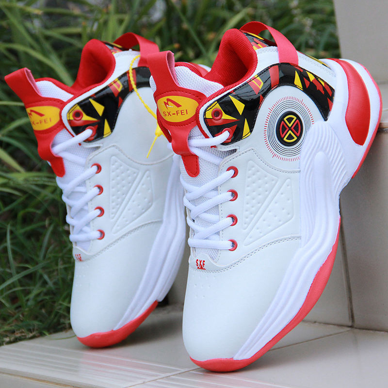 Men's Basketball Shoes High-Top Sneakers Male Cushioning Comfortable Shoes Student Training Leather Non-Slip Outdoor Sport Shoes