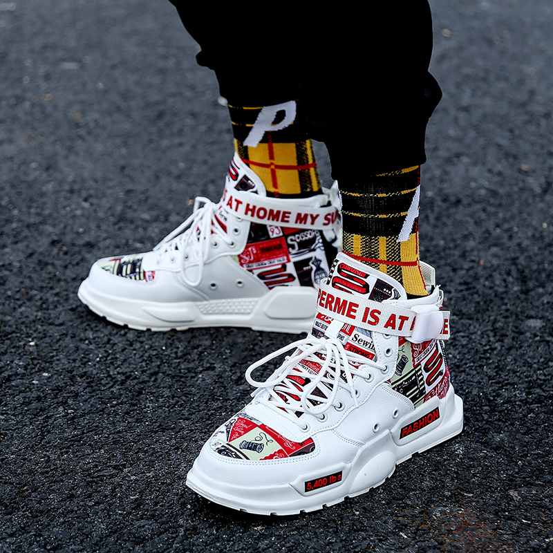 Brand Men Shoes High-tops Casual Sneakers Trendy Boys Red Basketball Sports Tennis Shoes Outdoor Platform Breathable Sneakers