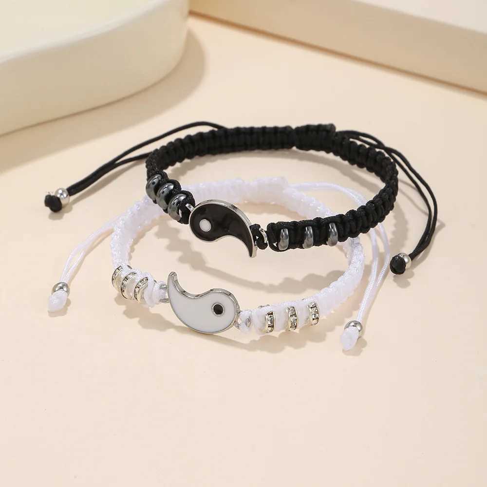 Tai Chi Yin Yang couple bracelet hand woven bait rope adjustable bracelet Bff friendship bracelet jewelry gift W241231