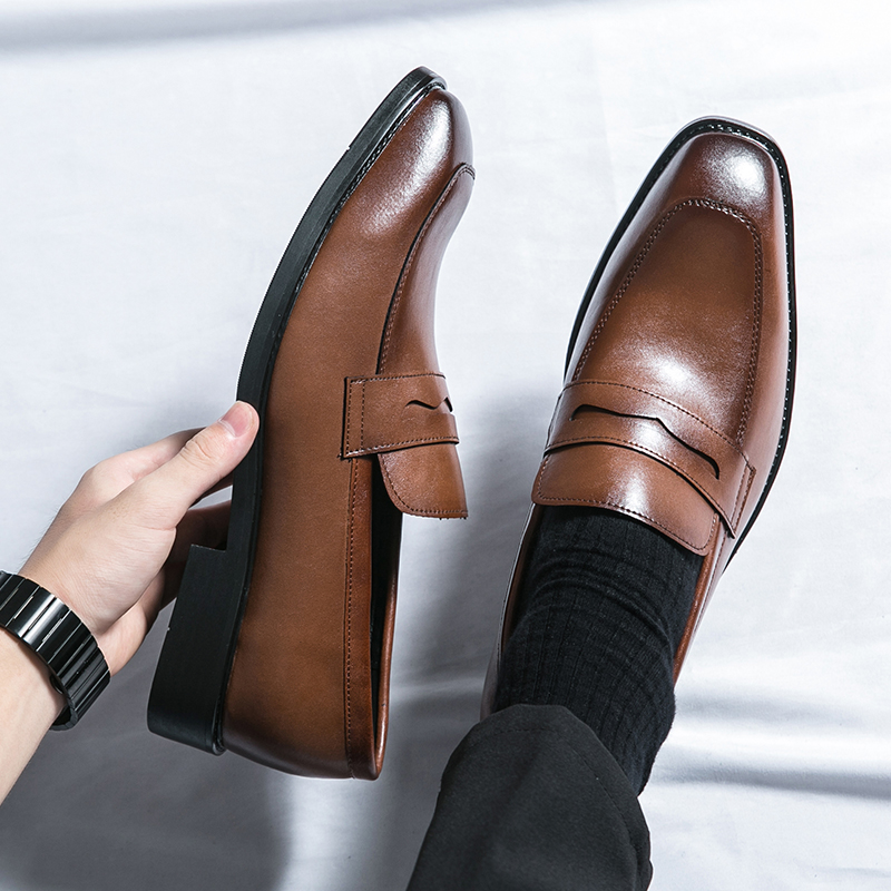 Men's Classic Business Shoes Microfiber Leather Pointed Toe Retro Mens Dress Office Flats Men Fashion Wedding Party Oxfords Shoe