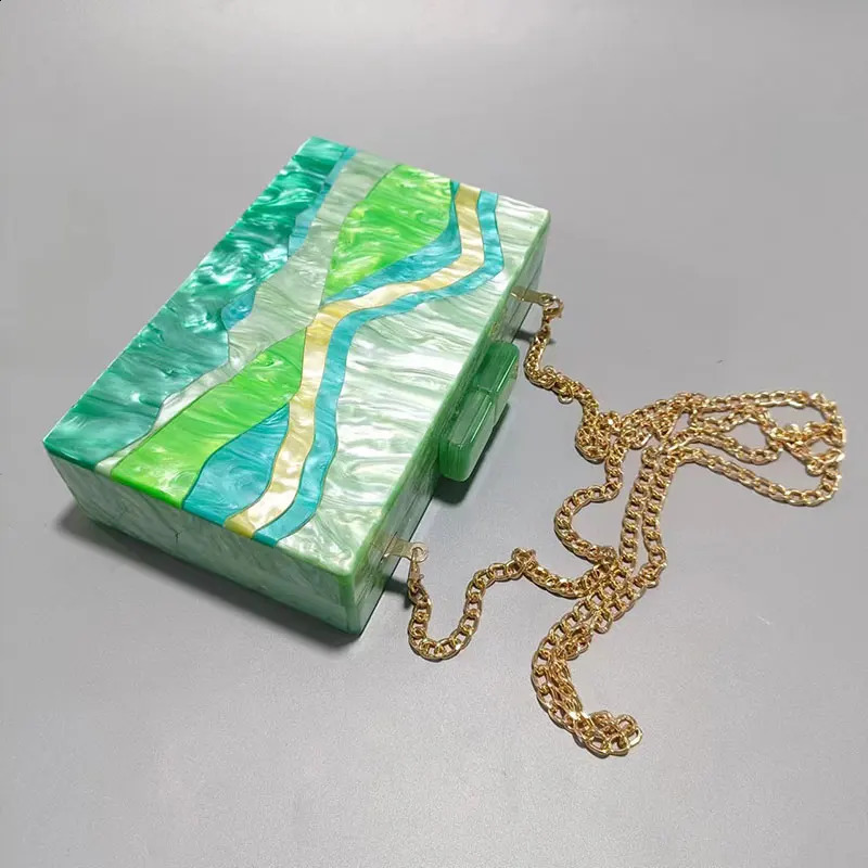 Shoulder Evening Bag Acrylic Wedding Banquet Patchwork Contrasting Colors Clutch Crossbody Woman Wallets And Handbags 240830