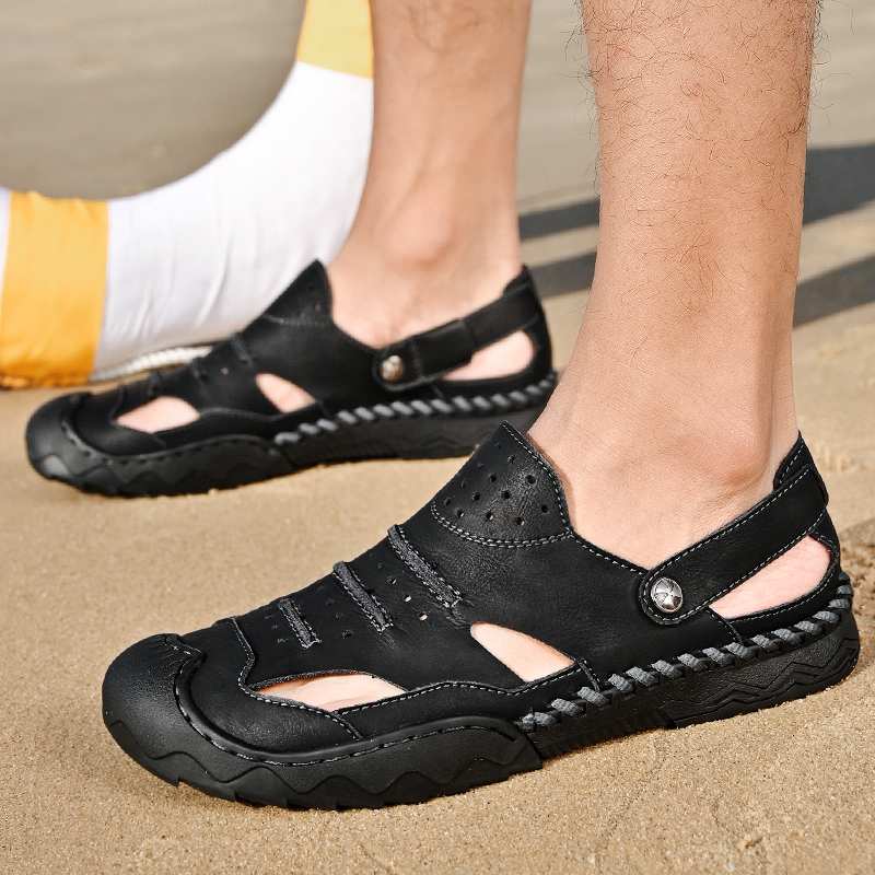 Classic Brand Mens Summer Genuine Leather Sandals Outdoor Casual Lightweight Sandal Fashion Men Sneakers Size 38-46 5270