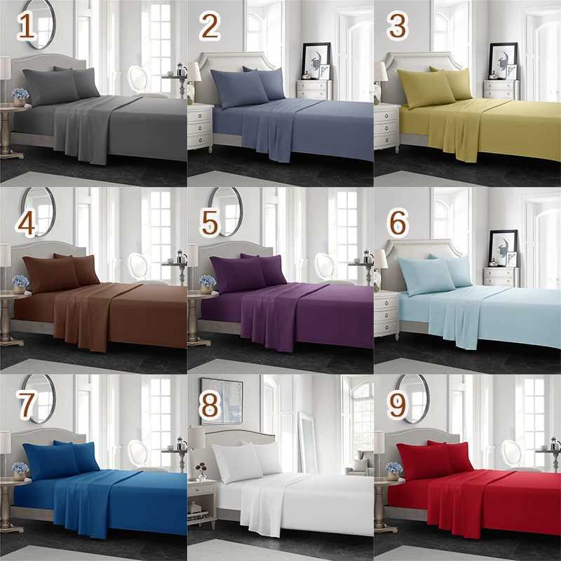 Solid Color Soft Brushed Bed Set Fitted sheet Flat Sheet Pillowcase Bedding Set Bed Sheet Twin Full Queen CA King 3/4 Pieces Y240730