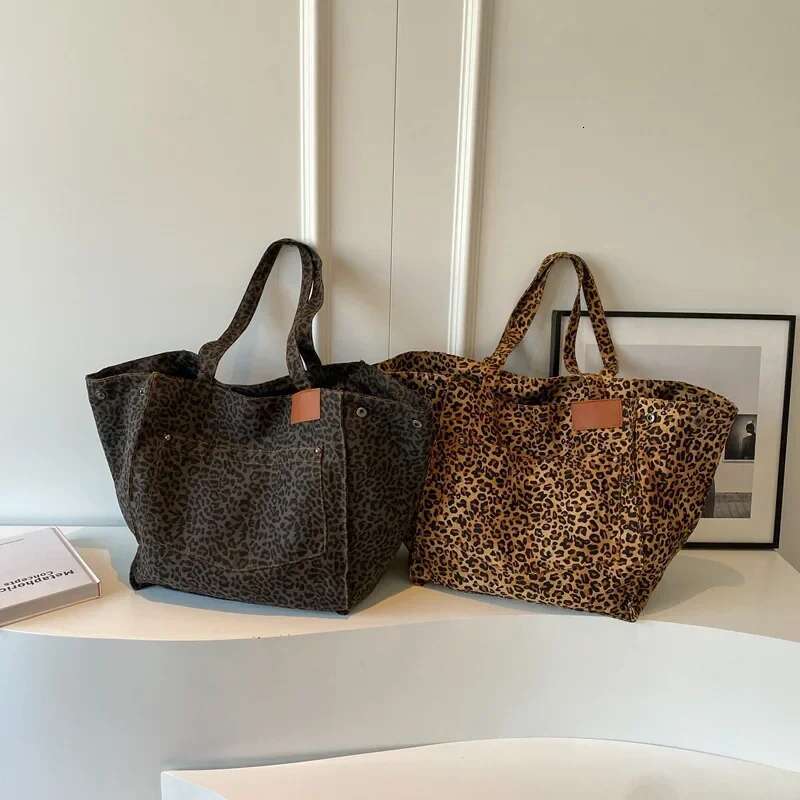 Leopard Design 2024 Korean Fashion Shopper Big Shopping Bags for Women Lady Shoulder Large Capacity Bag Girl Handbag