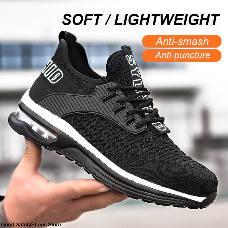 Cushion Air For Men Women Sneakers Breathable Anti-Smash Steel Toe Shoes Lightweight Safety Work Boots c178