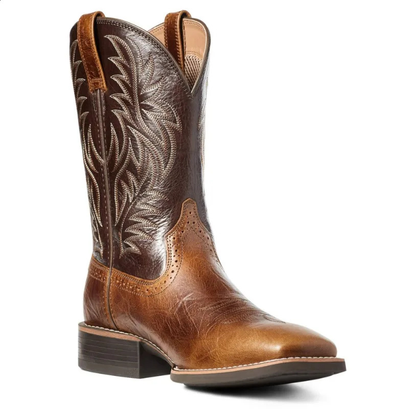 Men High Embroidery Retro Handmade Western Cowboy Boot Pointed Toe Boots Hand ing Outdoor Mens Shoes 240724