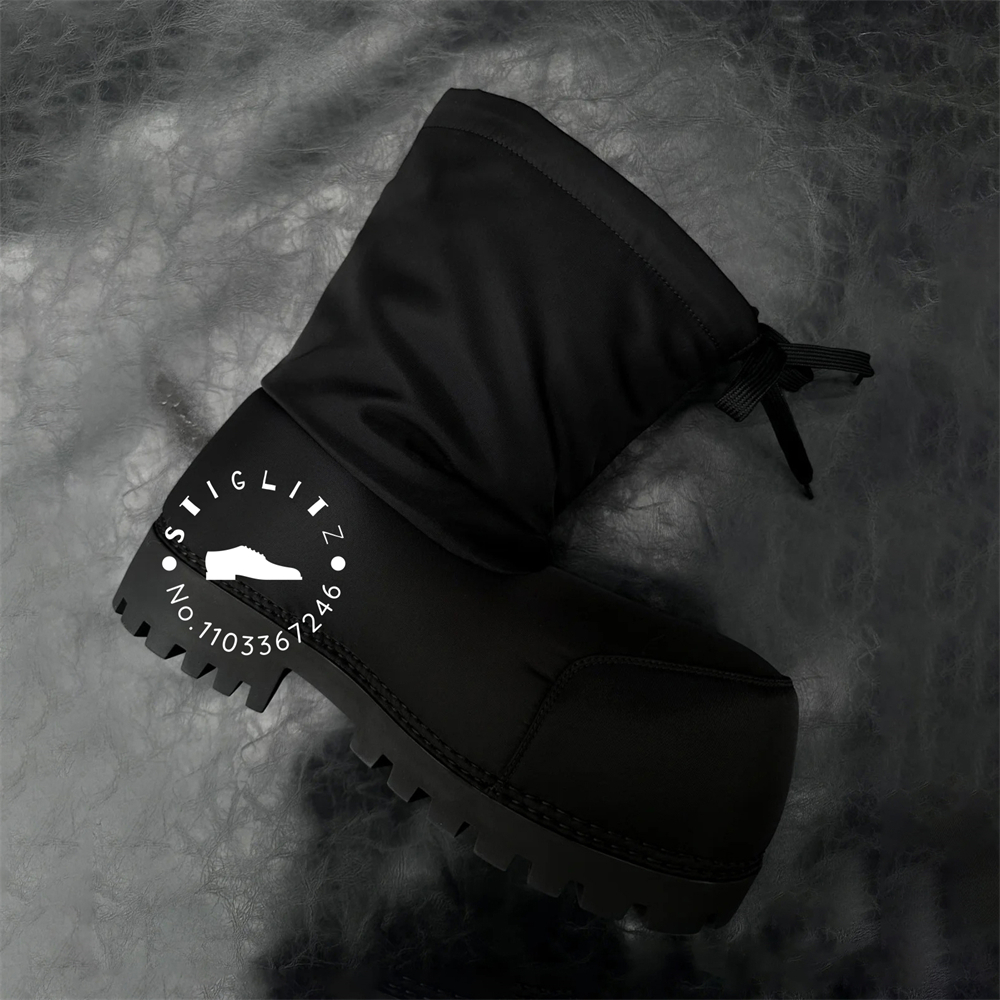 Big Round Toe Ski Boots Luxury Latest Design Mid-Calf Boots Fake Fur Warm Snow Boots Lace Up Fashion Style Boots for Women Men
