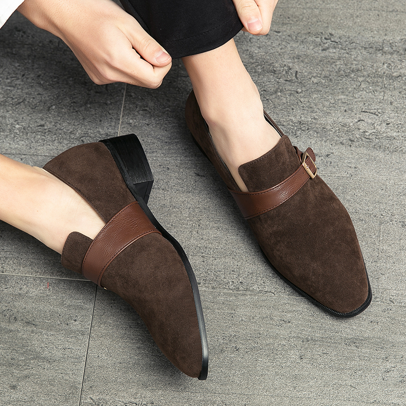 Suede Leather Designer Fashion Men's Buckle Dress Male Flats Wedding Driving Party Loafers Casual Office Shoes for Men 7dad
