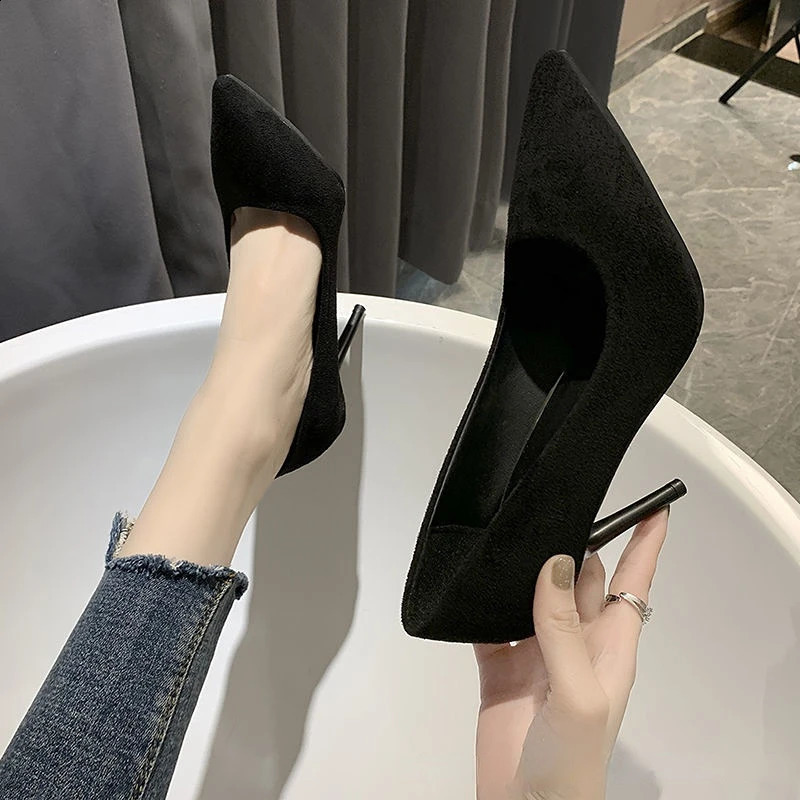 2024Woman Pumps High Heels Stiletto Pump Single Shoes Female Office Shoes Ladies Black Pointed Toe Sexy Party Wedding Shoes 240729