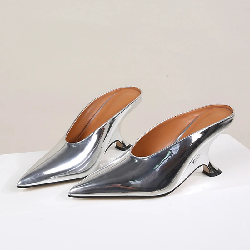 Toe Pointed Eilyken Women Slippers Shoes Designer Shallow Wedges High Heels Banquet Mule atos New De Mujer 46f4 784d