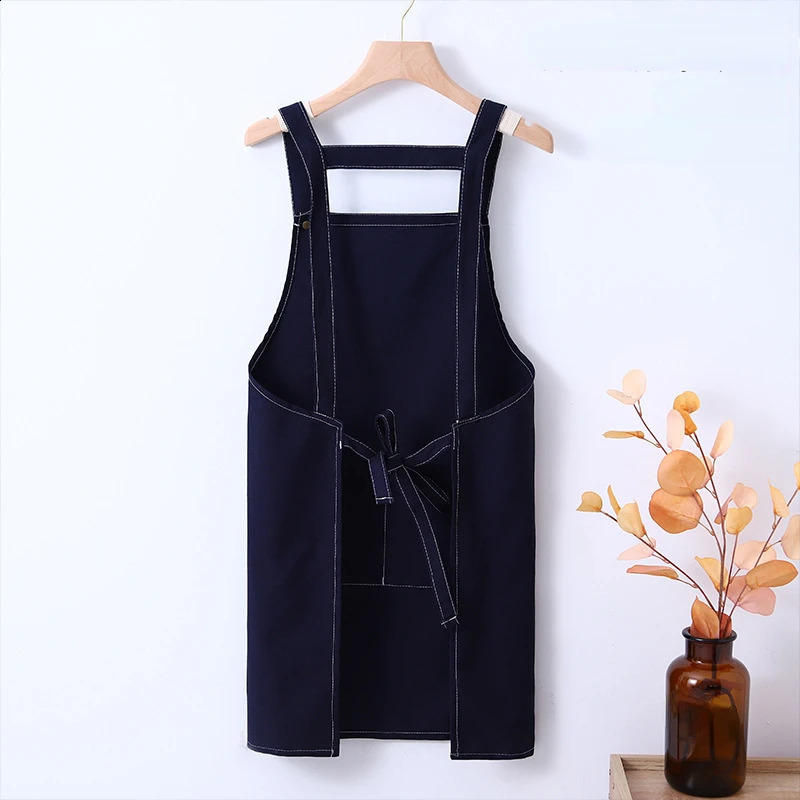 Fashion Canvas Kitchen Aprons For Woman Men Chef Work Apron For Grill Restaurant Bar Shop Cafes Beauty Nails Studios Uniform 240730