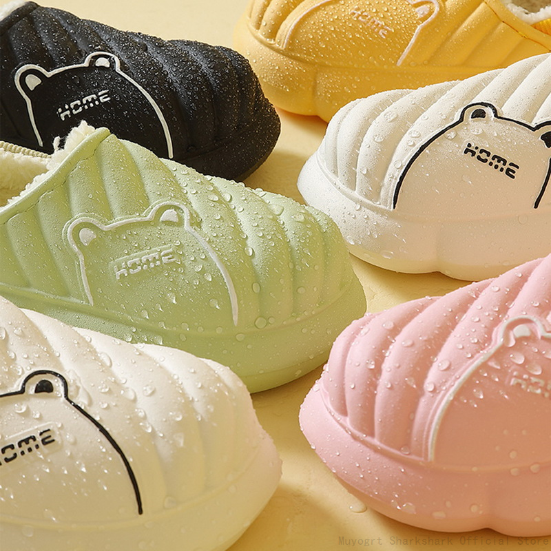 Winter 2024 Plush Men Outdoor Cartoon Waterproof Warm Sneaker Slippers New Women Non-Slip Indoor Home Thick Platform Shoes a09e