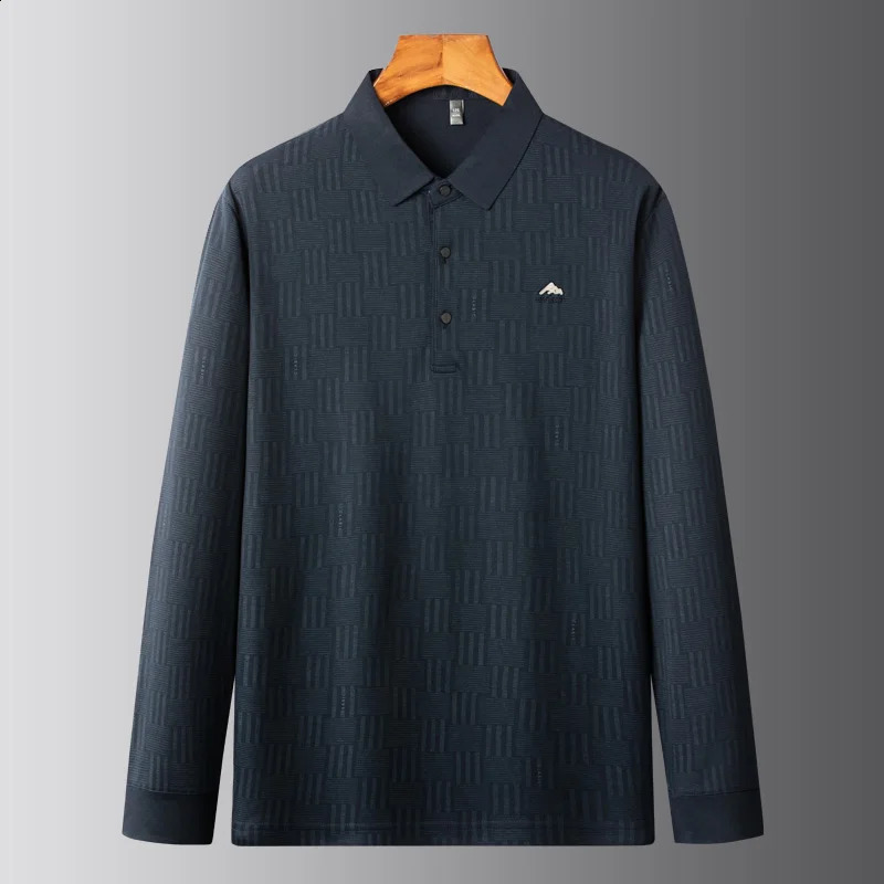 8XL 7XL 6XL Autumn High End Fashion Printed Polo Shirt Men Long Sleeve Lapel Mens Polos Casual Loose Tee Shirts Homme 240813