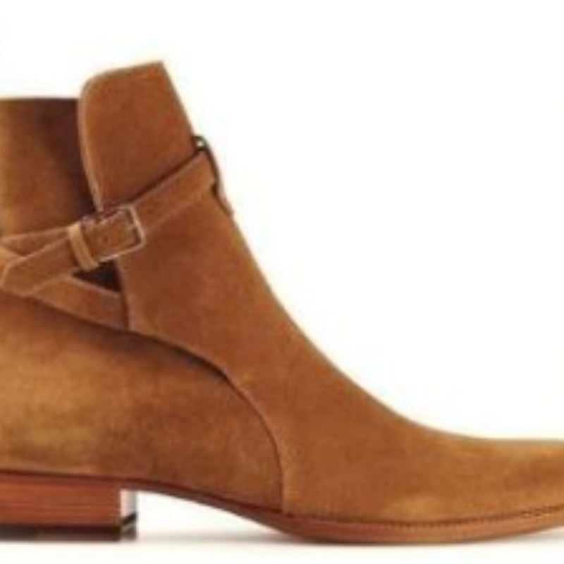 New Men Shoes Classic High-end Handmade Red Faux Suede Belt Adjustable Buckle Low-heel All-match Fashion Ankle Boots2021