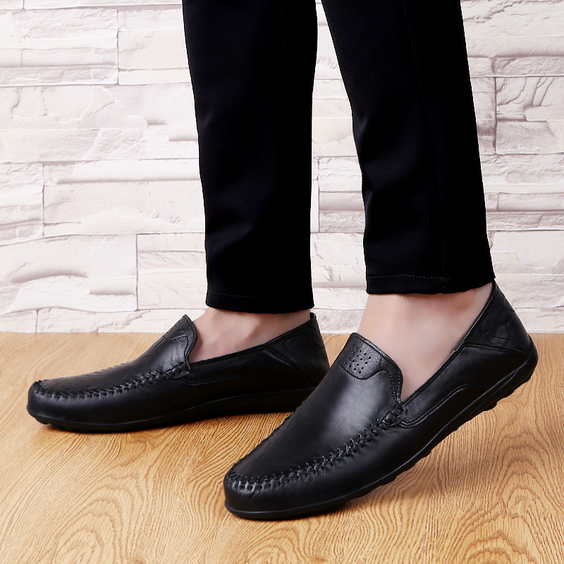 Genuine Leather Men Shoes Luxury Brand Casual Slip on Formal Loafers Men Moccasins 2020 Italian Black Brown Male Driving Shoes