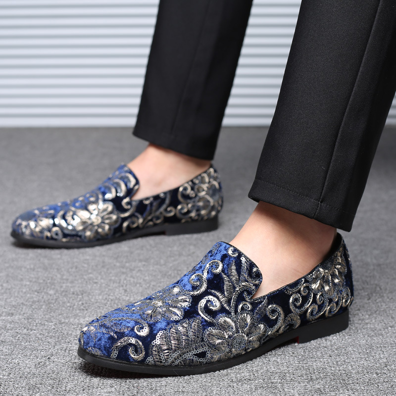 Designer Men's Dress Embroidery Loafers Italian Brand Wedding Fashion Party Shoes for Men Oxford Shoe New